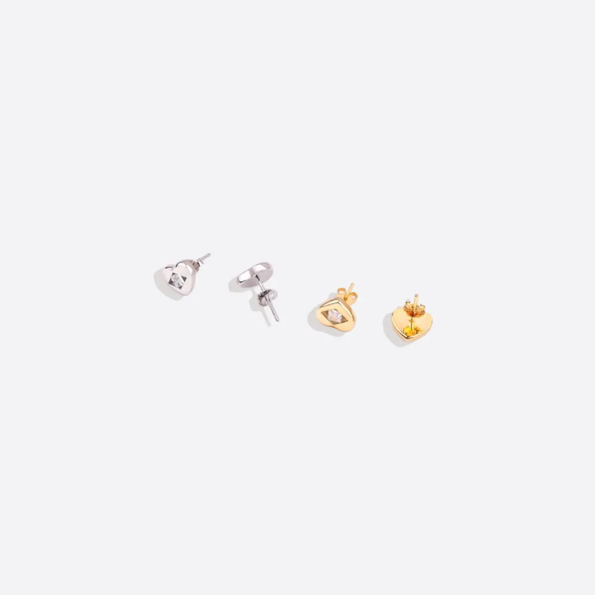 Diamond Heart Stud Earrings