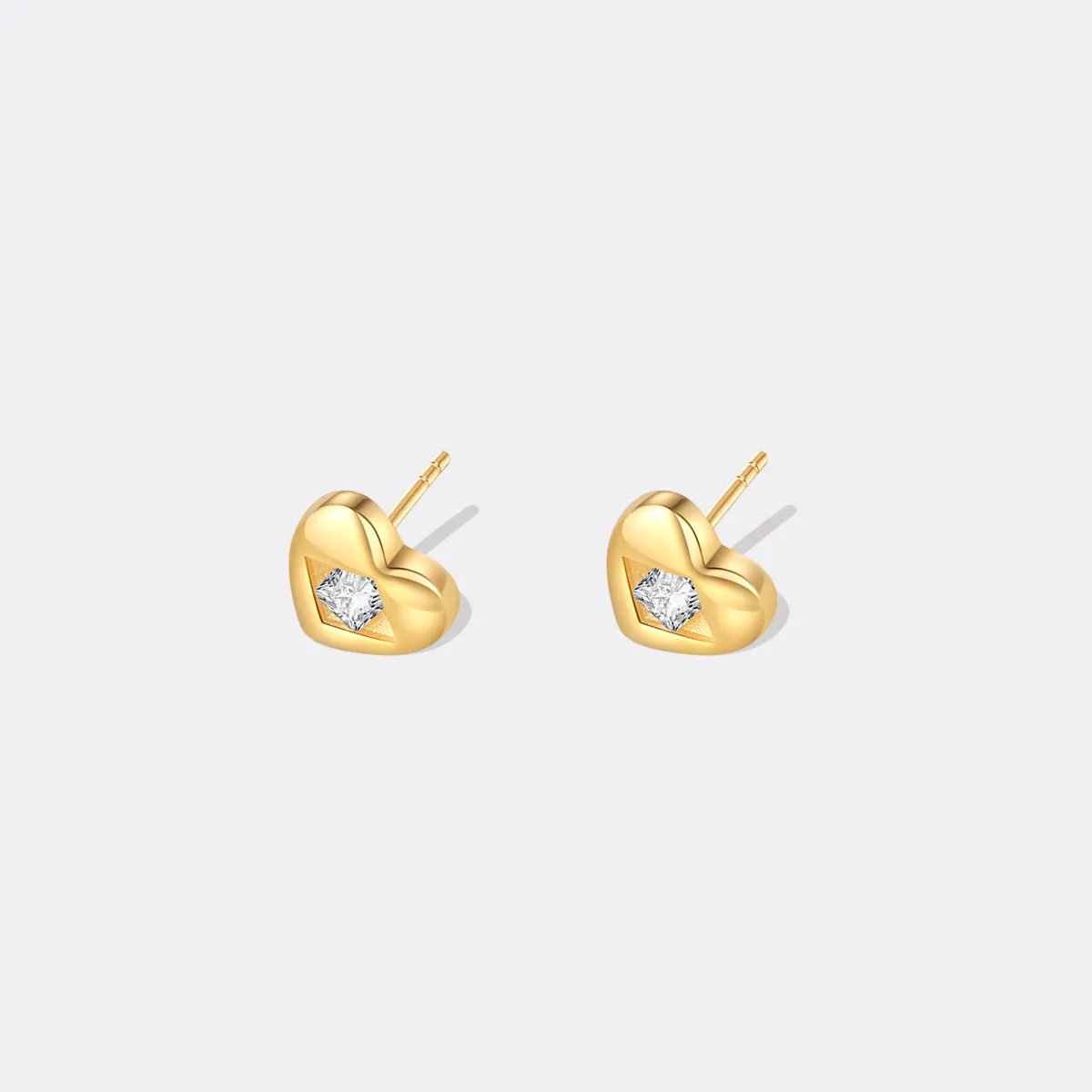 Diamond Heart Stud Earrings