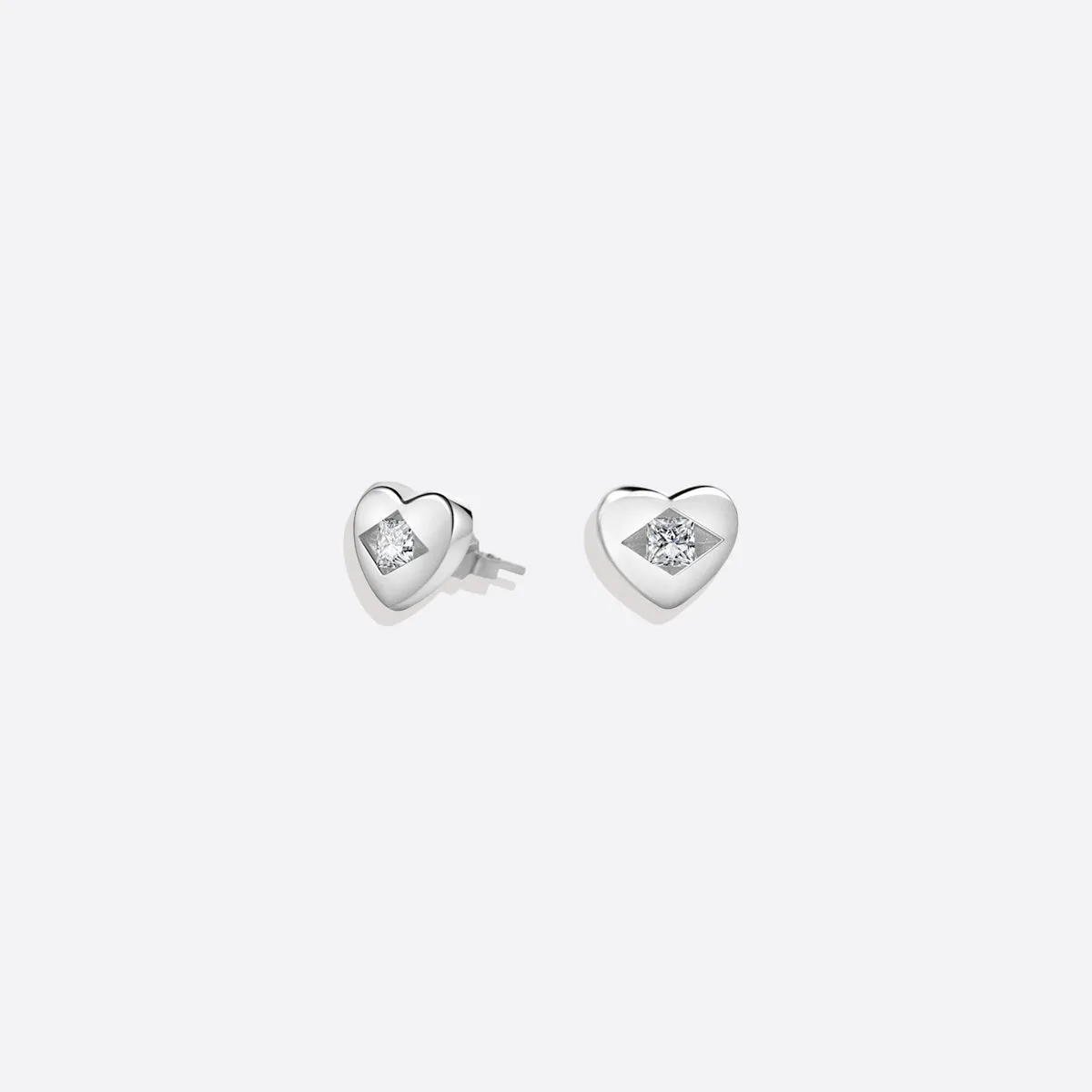 Diamond Heart Stud Earrings