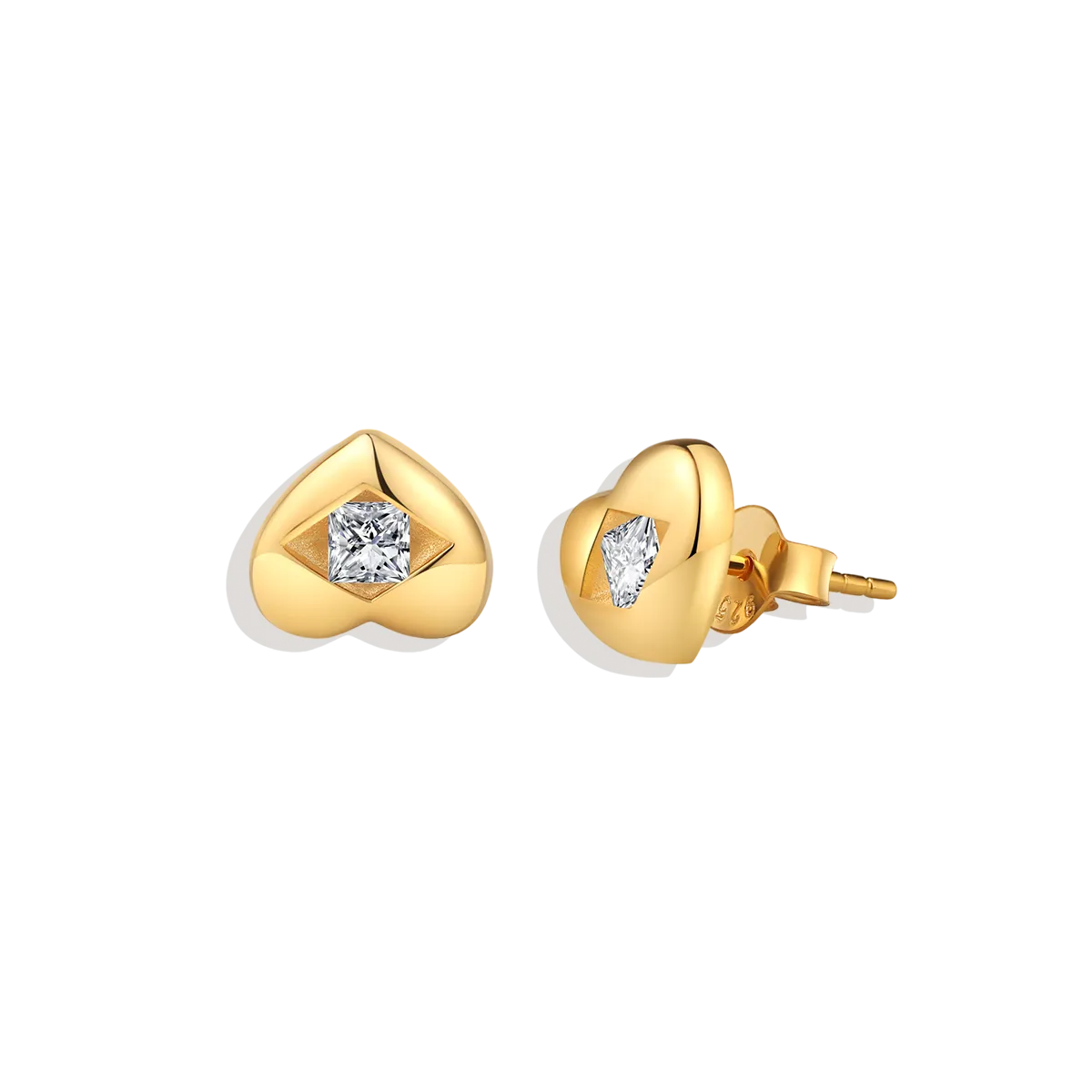 Diamond Heart Stud Earrings