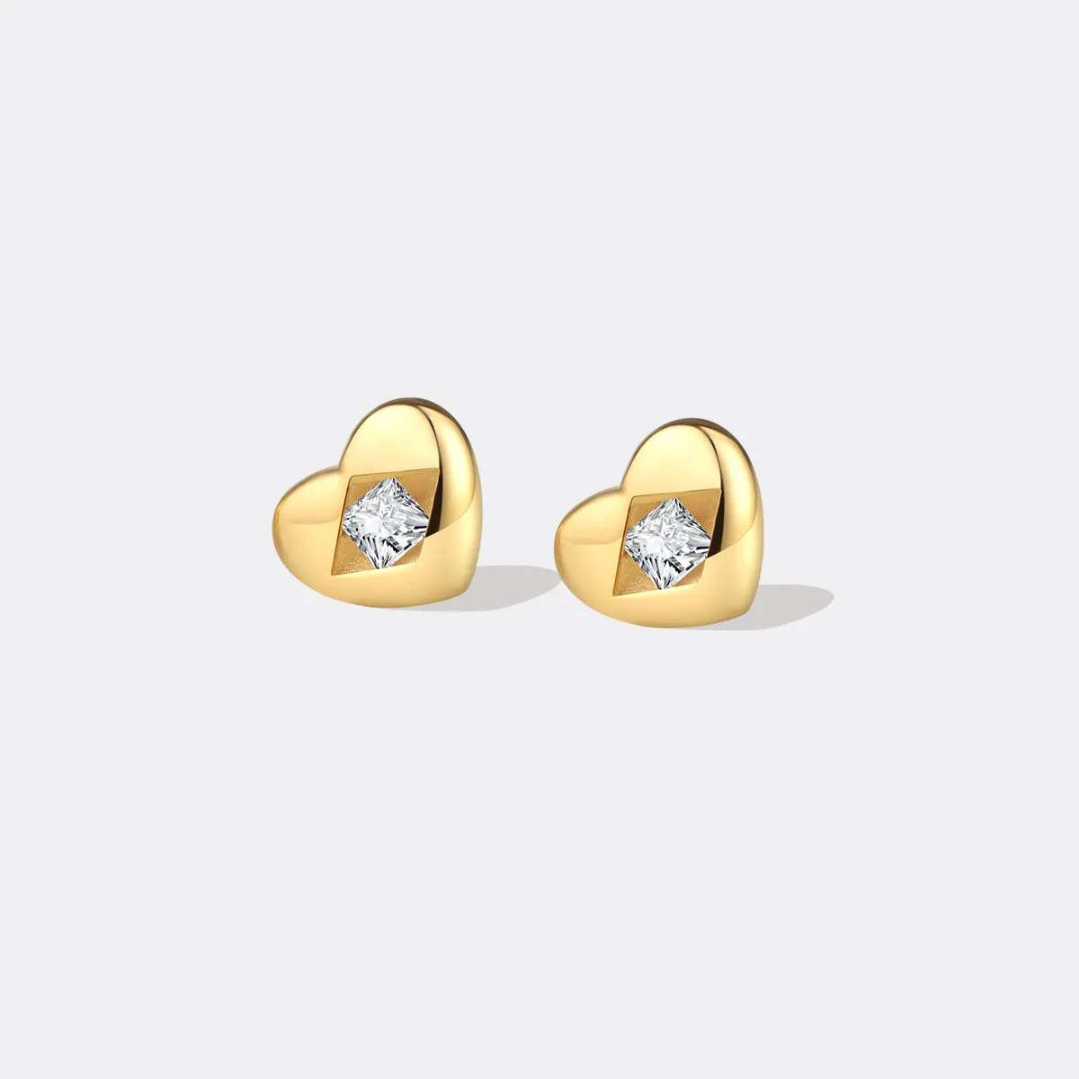 Diamond Heart Stud Earrings