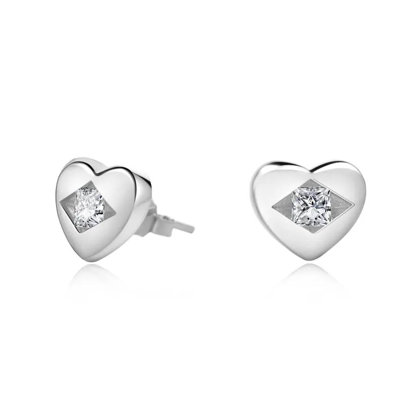 Diamond Heart Stud Earrings