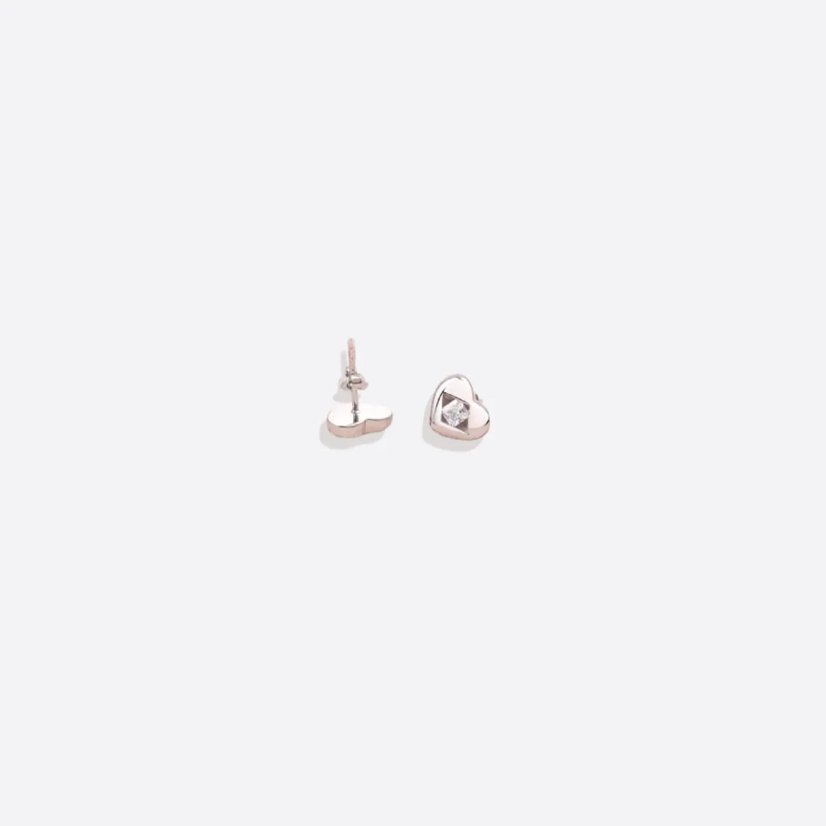 Diamond Heart Stud Earrings