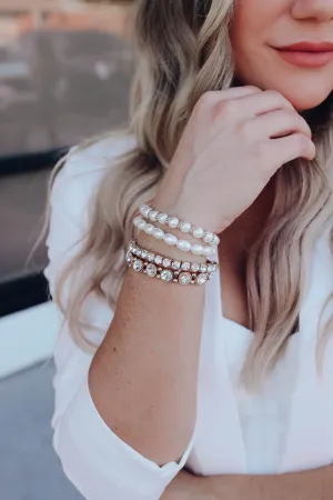 Diamonds & Pearls Bracelet Set - Gold