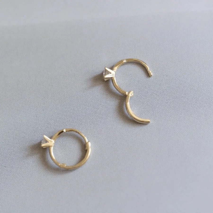 Elena 925 Sterling Silver Huggie Earrings