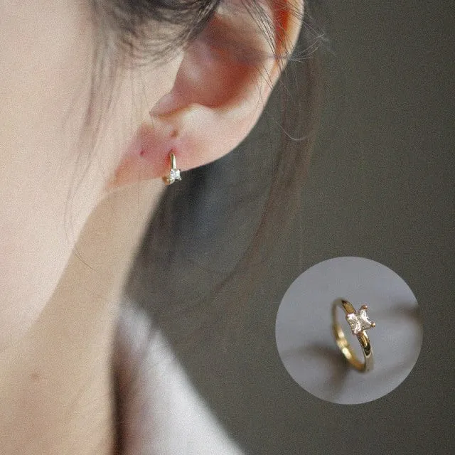 Elena 925 Sterling Silver Huggie Earrings