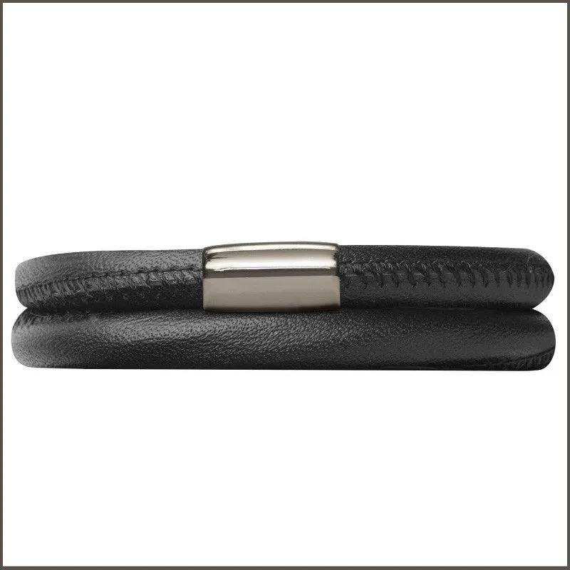 Endless Double Black Leather Bracelet