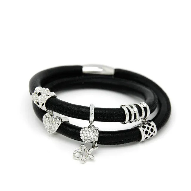 Endless Double Black Leather Bracelet