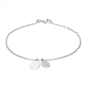 Engravable Pave Set Zirconia Oval Tag Bracelet B5379