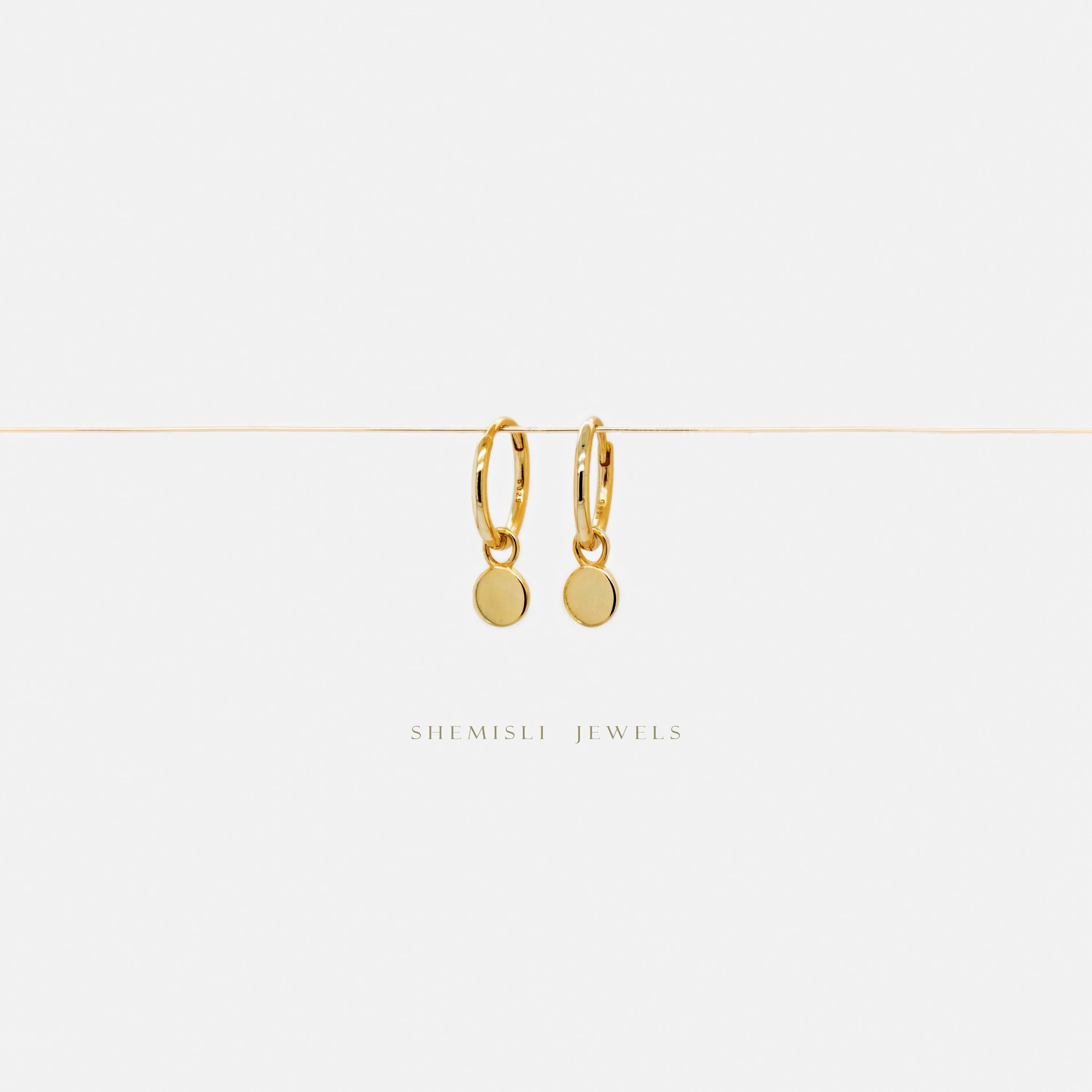 Everyday Tiny Disc Beaded Hoop Huggies Earrings Stack Set, Unisex, Gold, Silver SHEMISLI SH598, SH343