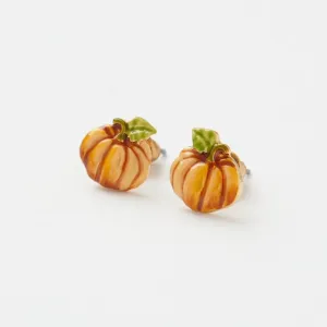 Fable England Enamel Pumpkin Stud Earrings