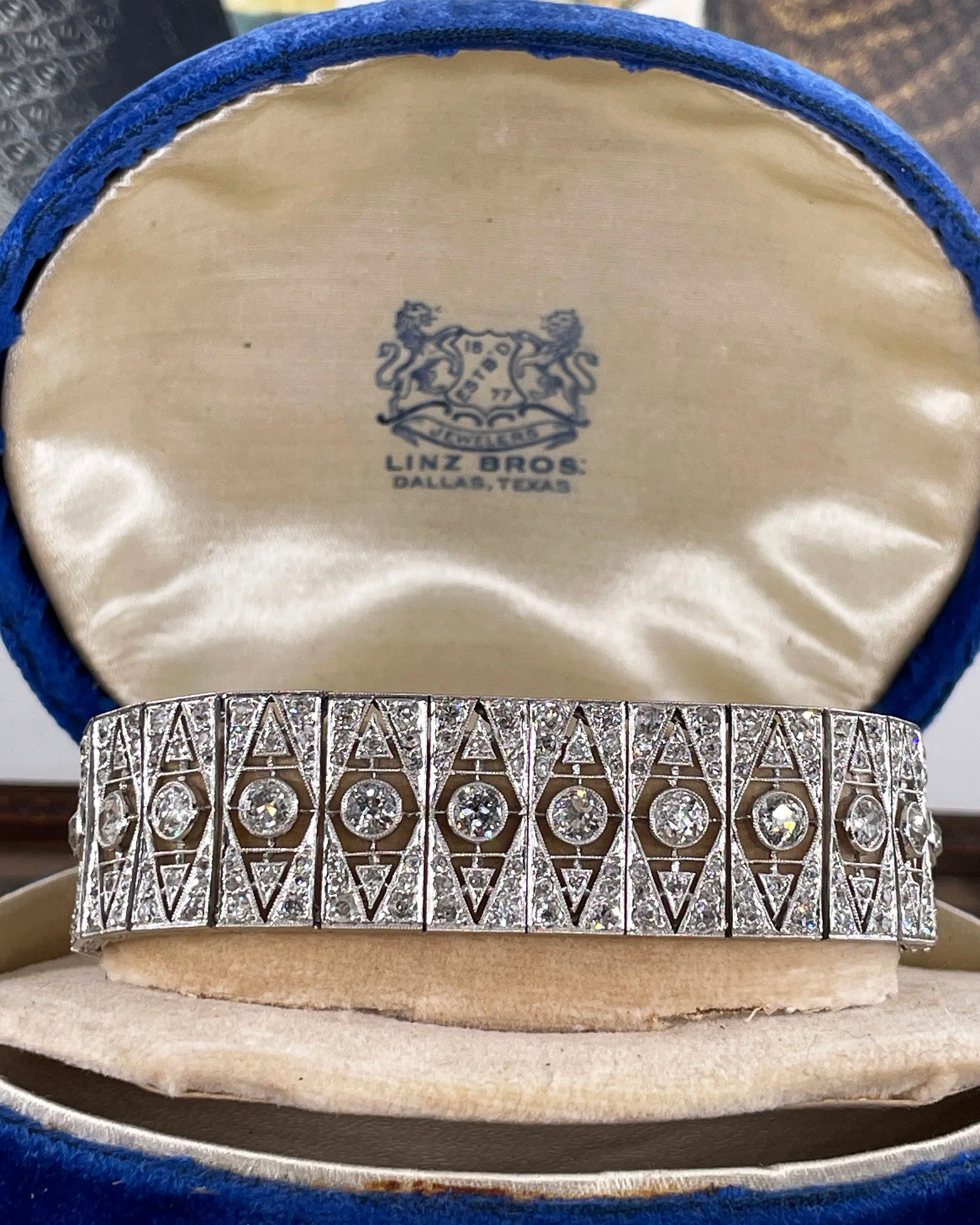 French Art Deco 17.05ct Old European Diamond Platinum Line Bracelet