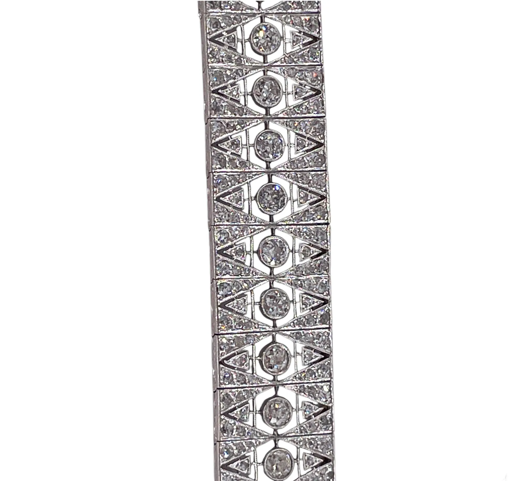 French Art Deco 17.05ct Old European Diamond Platinum Line Bracelet