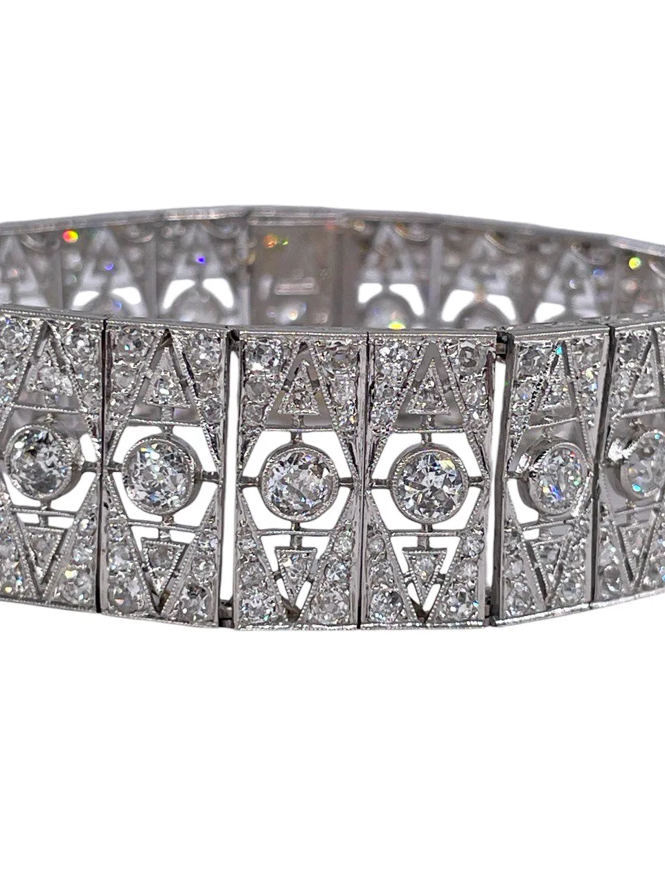 French Art Deco 17.05ct Old European Diamond Platinum Line Bracelet