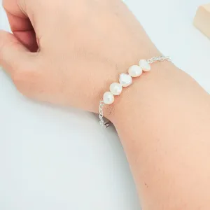 Freshwater Pearl and O Chain Bracelet, Sterling Silver