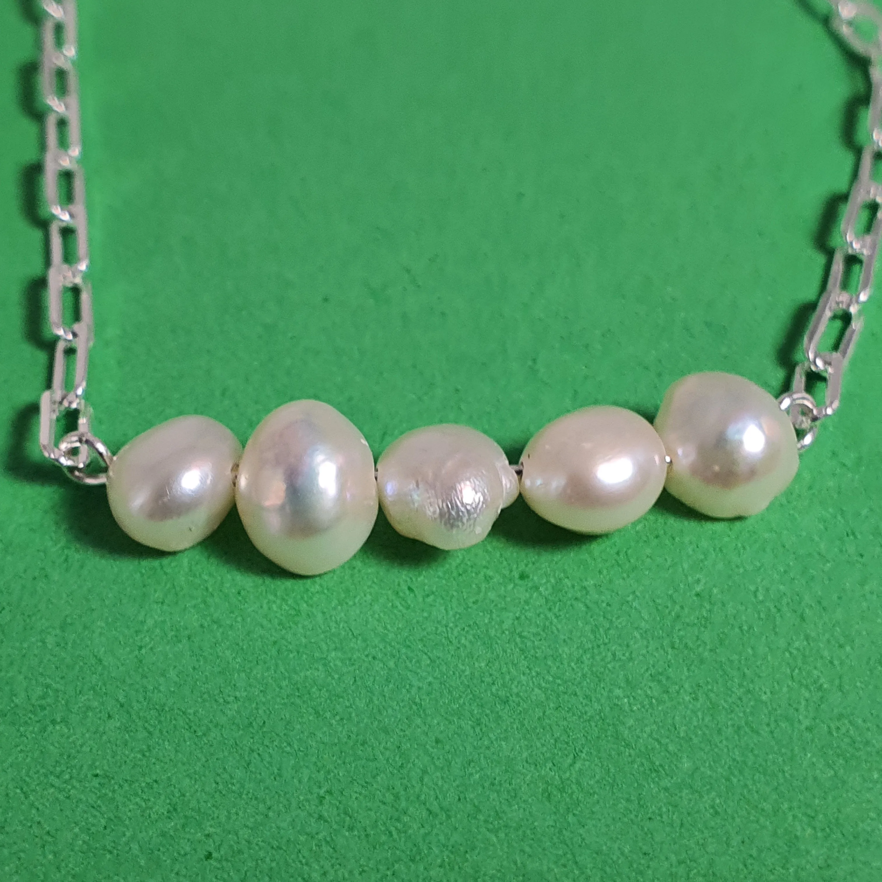 Freshwater Pearl and O Chain Bracelet, Sterling Silver