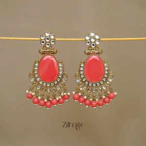 FS1011243 - Kundan Stud Drop Earrings