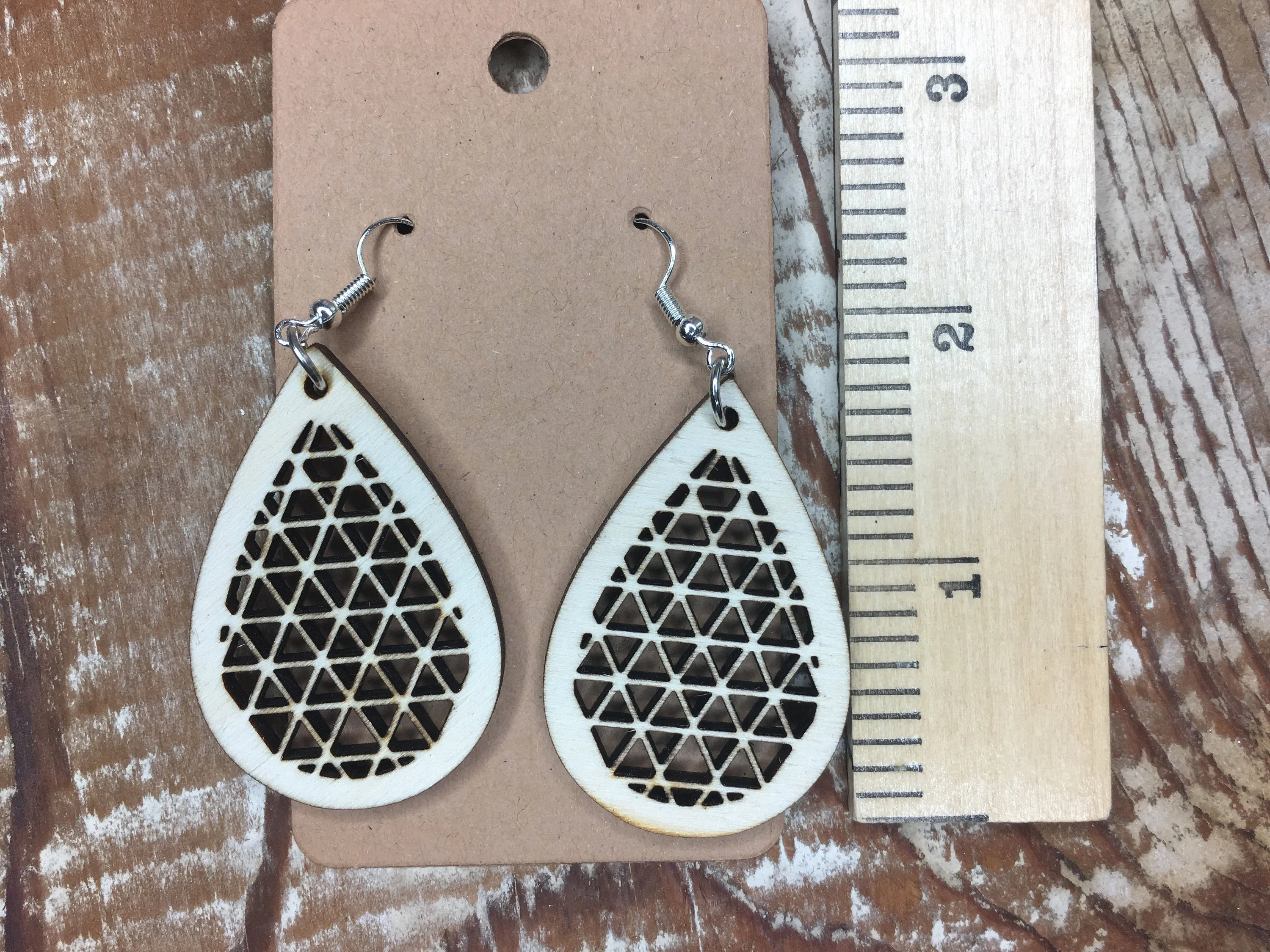 Geometric Drop Earrings, Wooden Dangle Lightweight Earrings, Jewelry for Mother's Day
