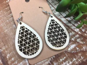 Geometric Drop Earrings, Wooden Dangle Lightweight Earrings, Jewelry for Mother's Day