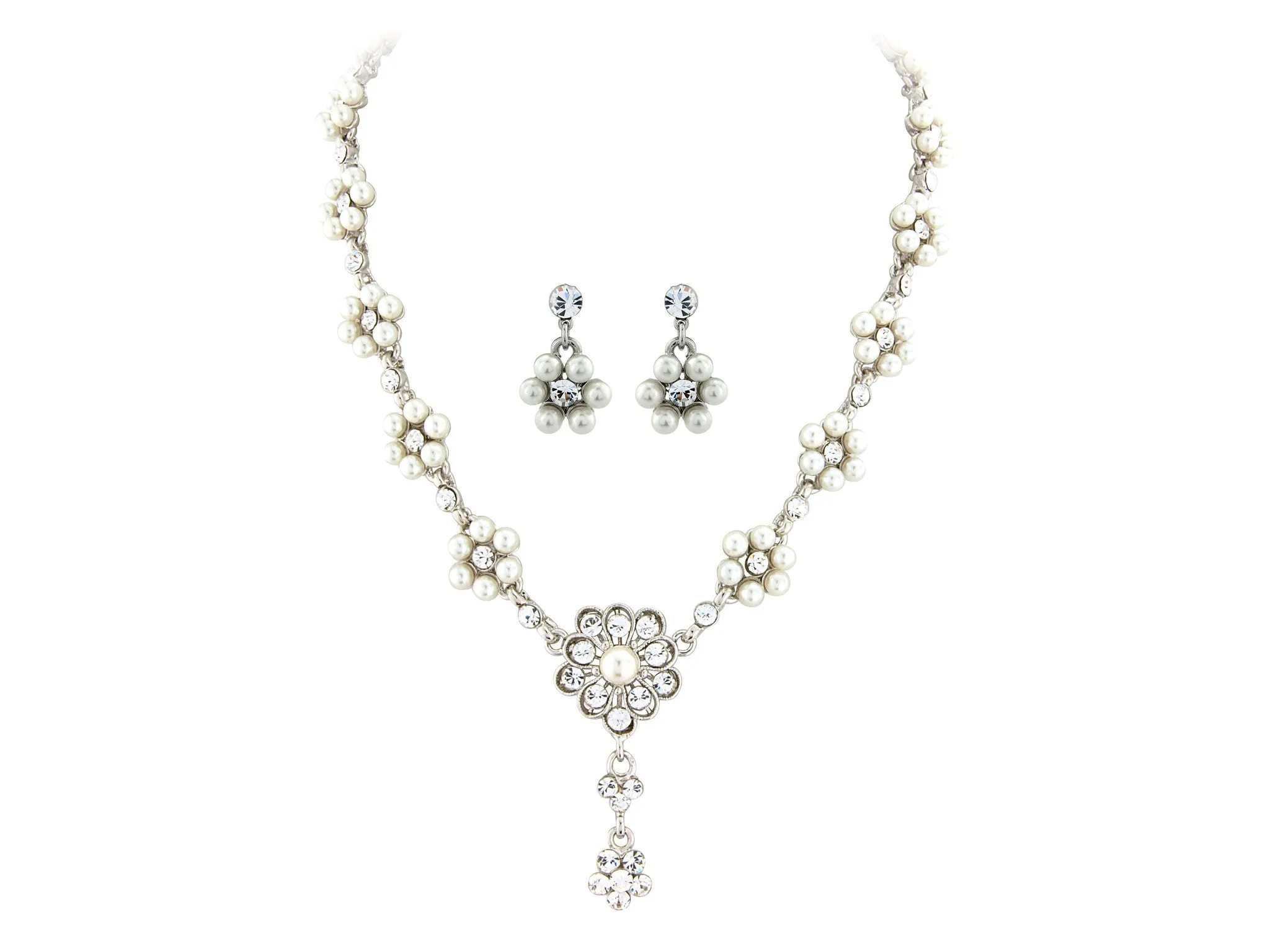 Ginny Crystal and Pearl Necklace Set