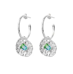Goddess Silver stud hoop earrings