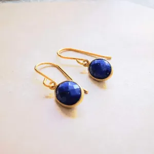 Gold Blue Lapips Lazuil Drop Earrings