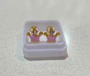 Gold Crown Earrings Screwback- Assorted