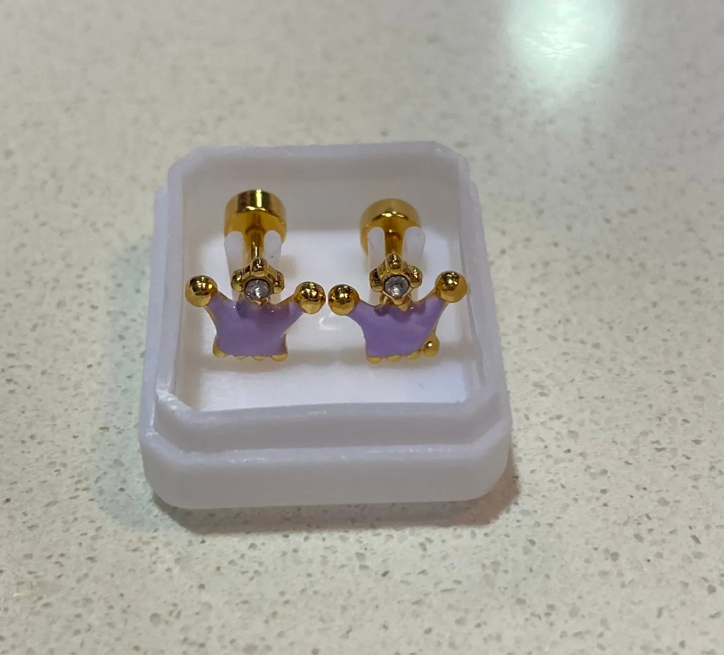 Gold Crown Earrings Screwback- Assorted