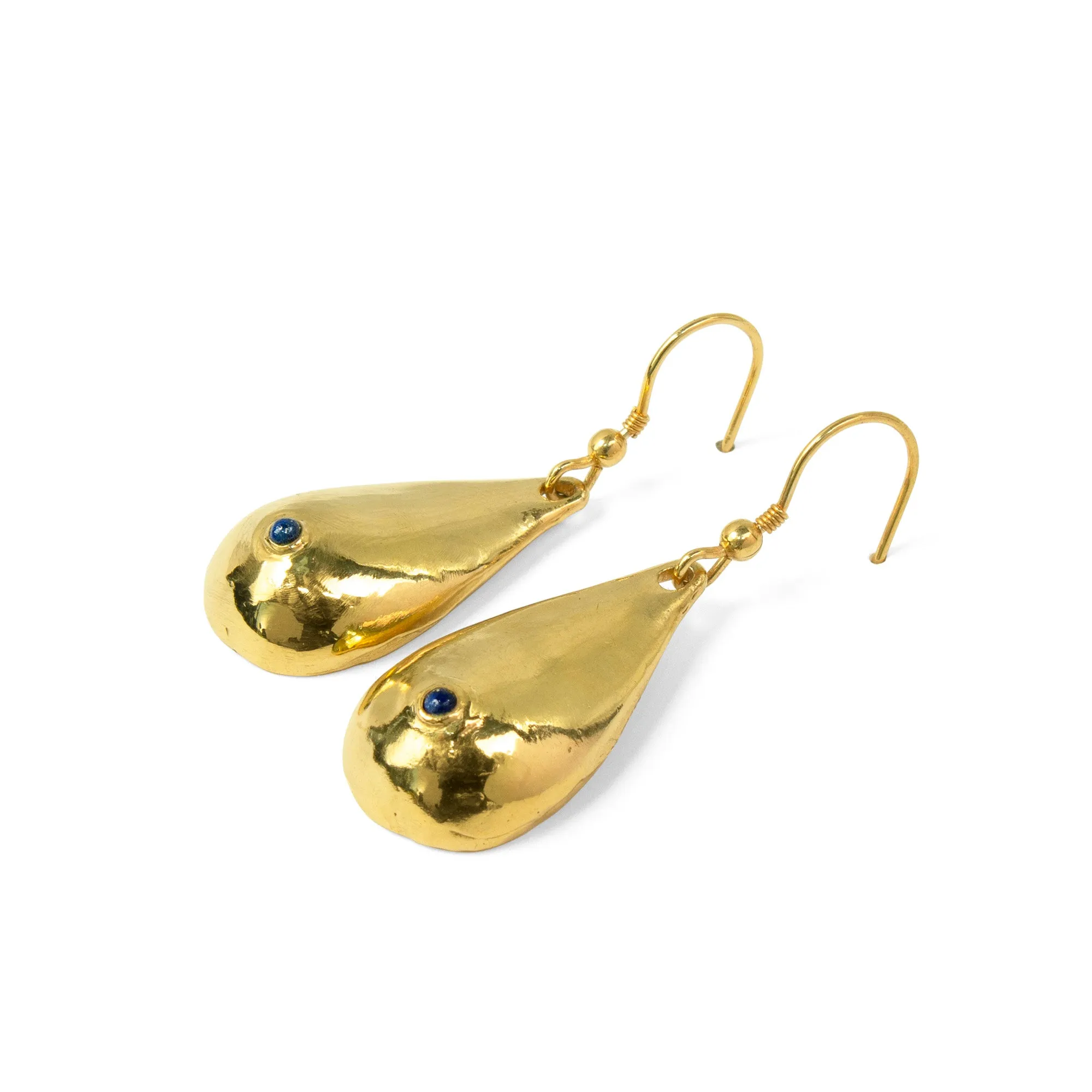 Gold Vermeil   Lapis Boob Earrings