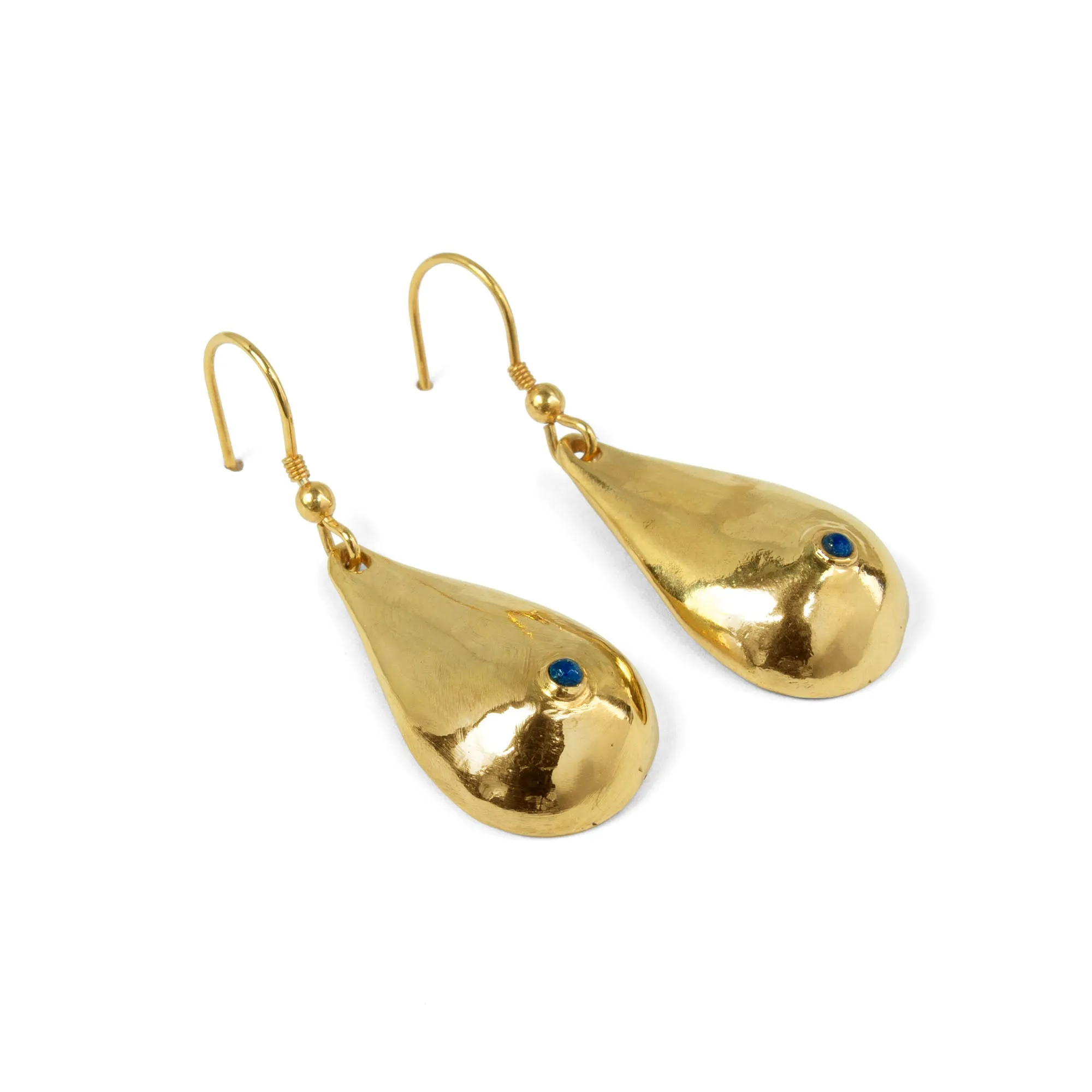 Gold Vermeil   Lapis Boob Earrings