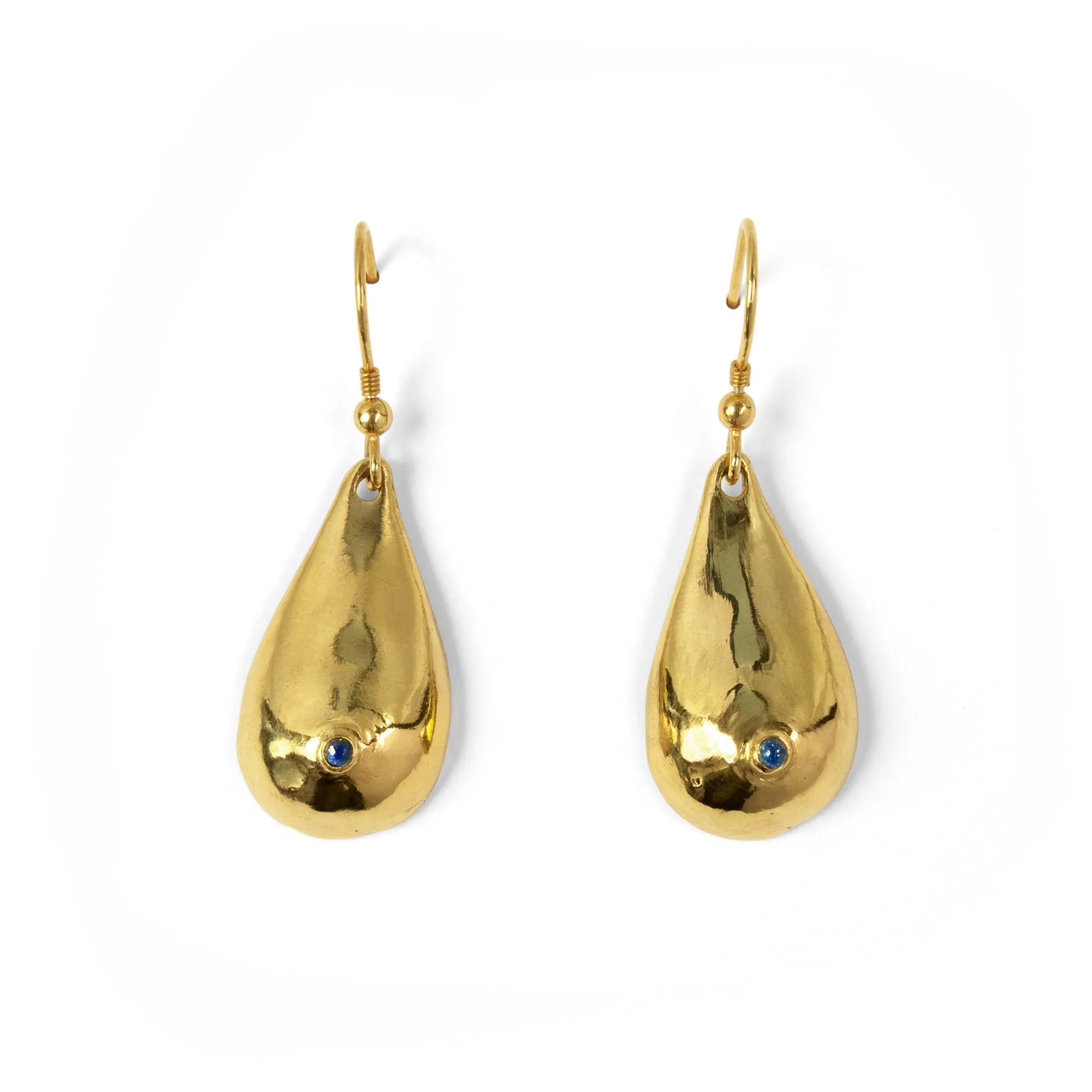 Gold Vermeil   Lapis Boob Earrings