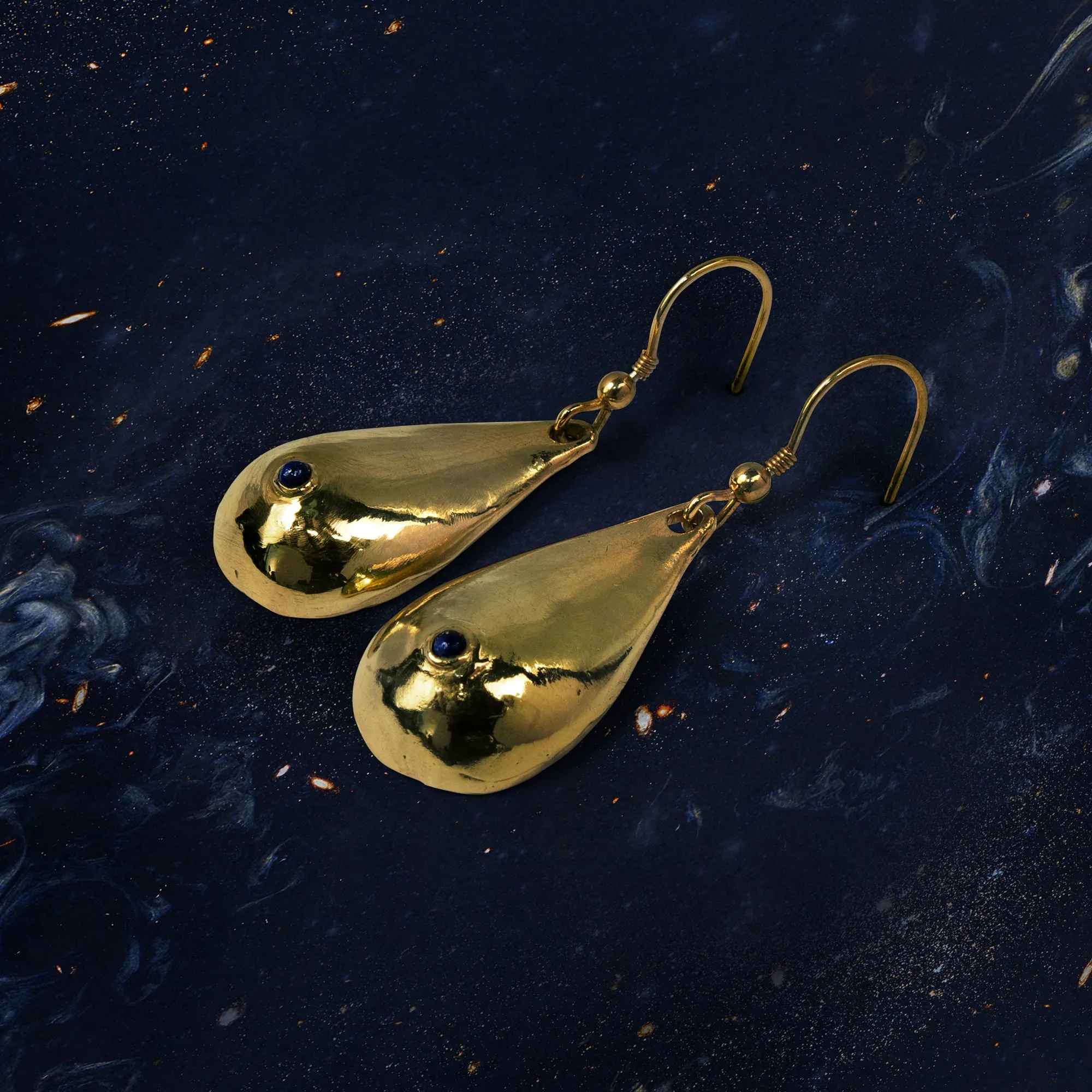 Gold Vermeil   Lapis Boob Earrings