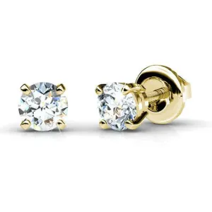 Guaranteed 1.00CT Round Cut Diamond Stud Earrings in 14KT Yellow Gold