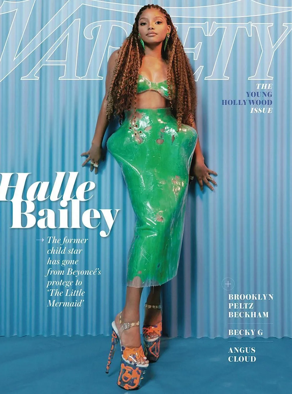 Halle Bailey Wearing Gavi Spicule Earrings In Green Leopard Enamel Finish