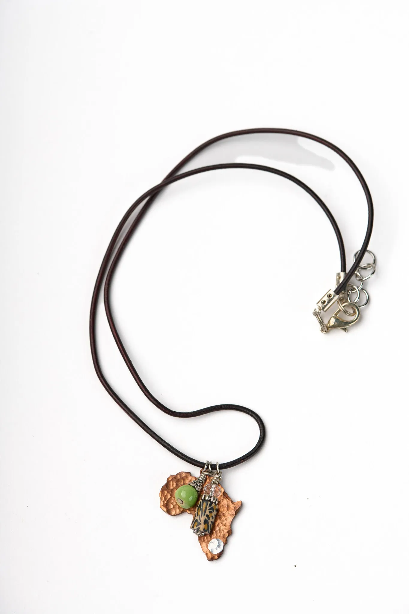 Hammered Africa Necklace on Leather