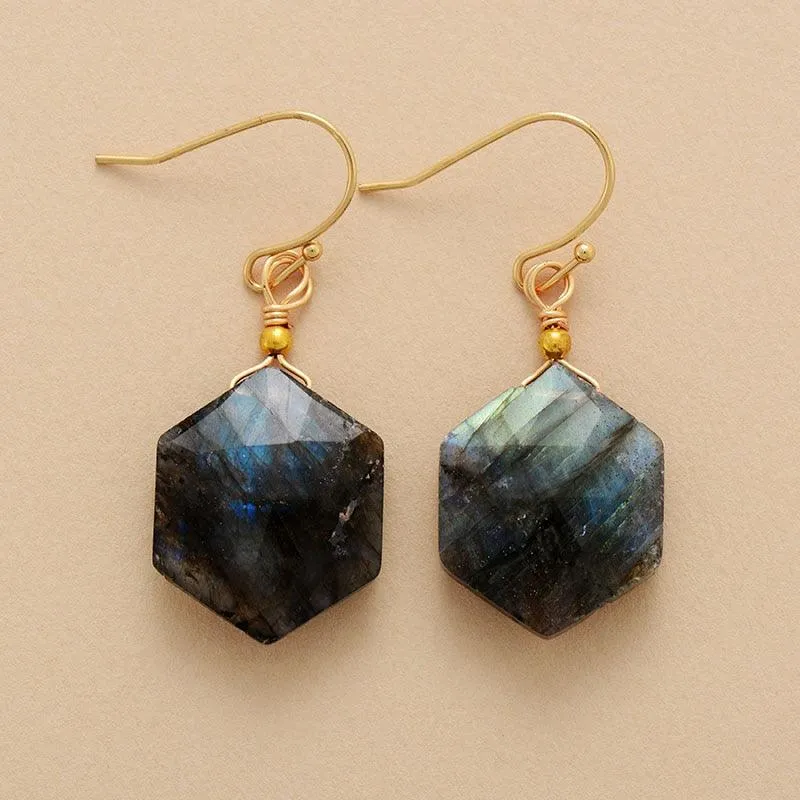 'Hexa' Labradorite Earrings