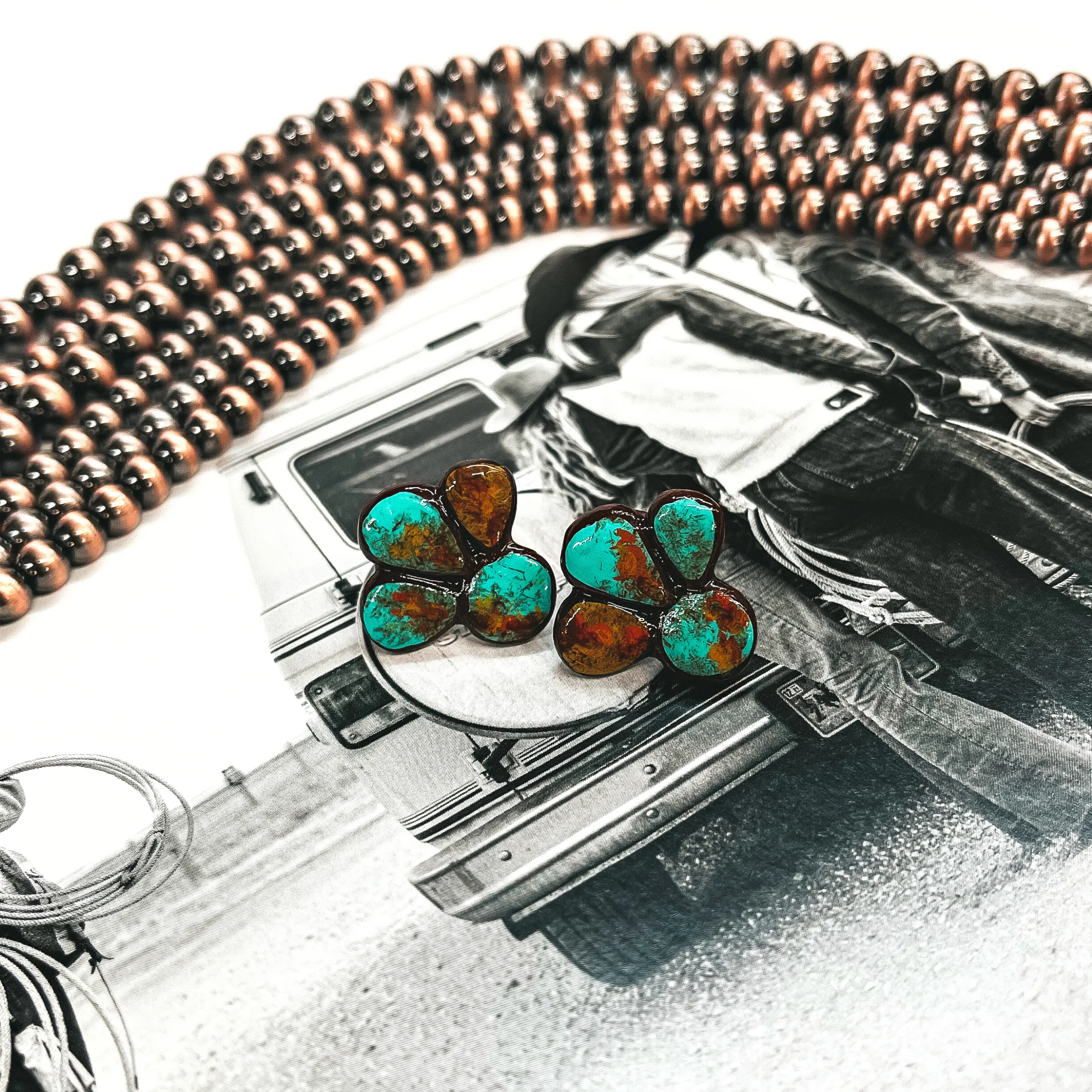 Joanna Clay Post Back Earrings in Turquoise