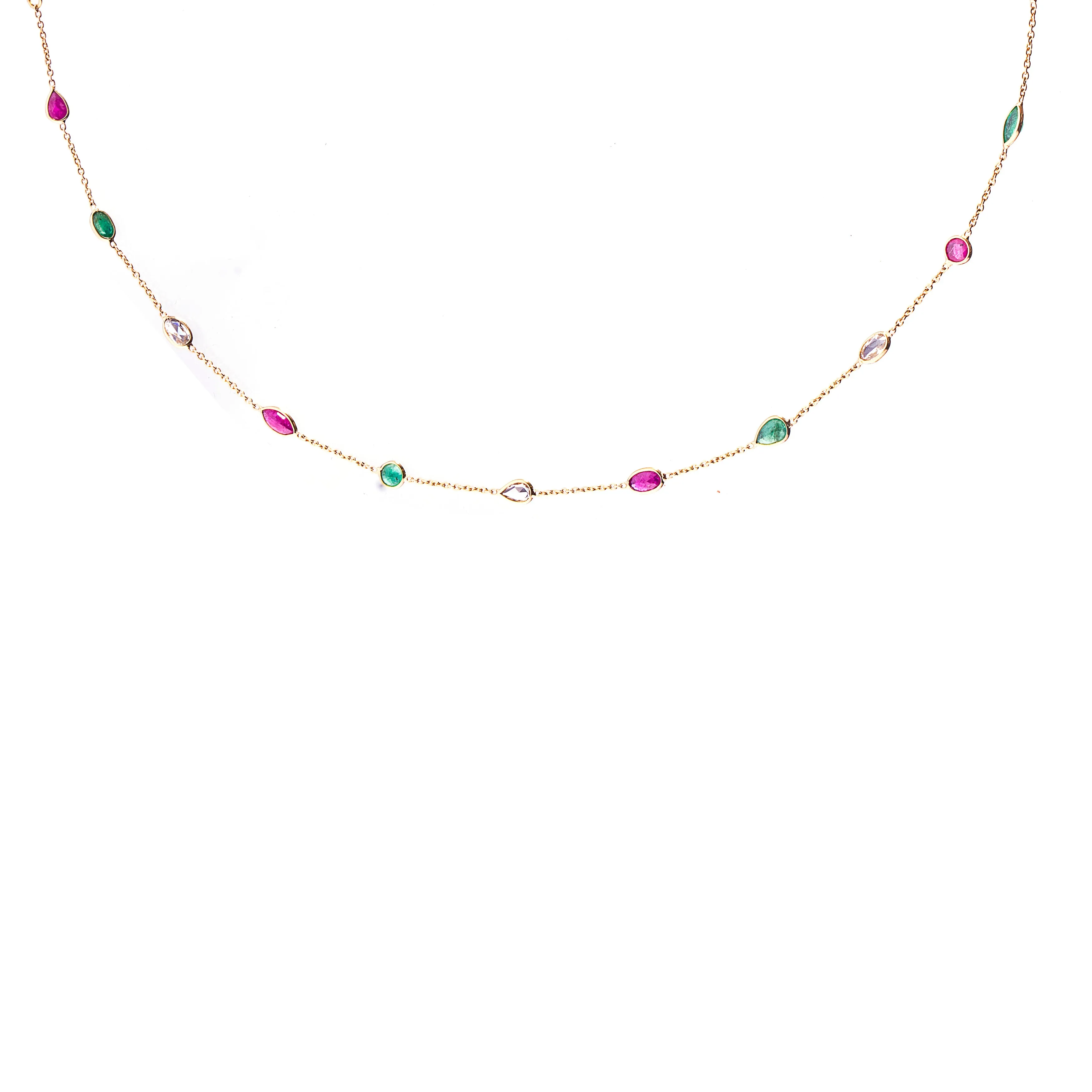 Joy Multi Gemstone Necklace,18K Gold