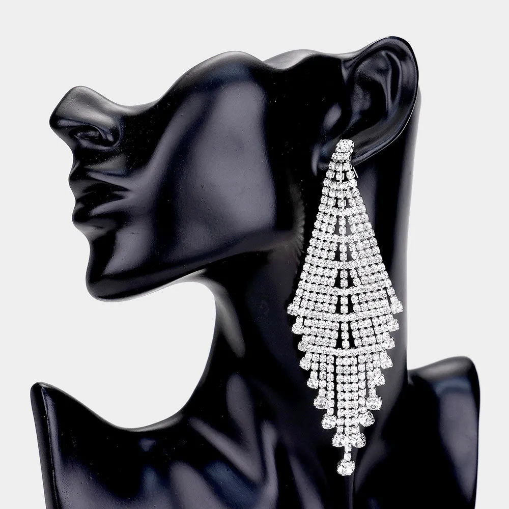 KYLIE - clear silver chandelier rhinestone earrings