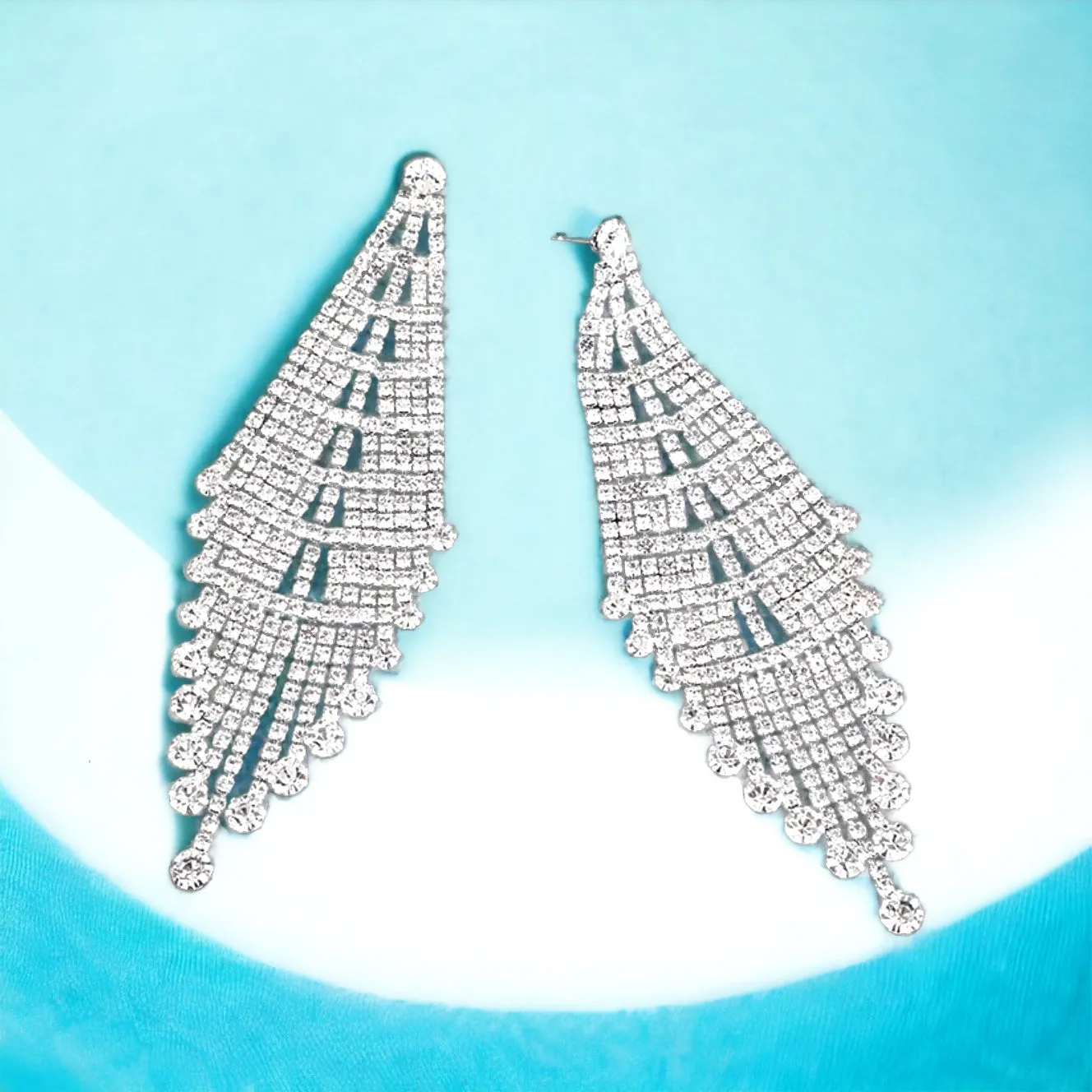 KYLIE - clear silver chandelier rhinestone earrings
