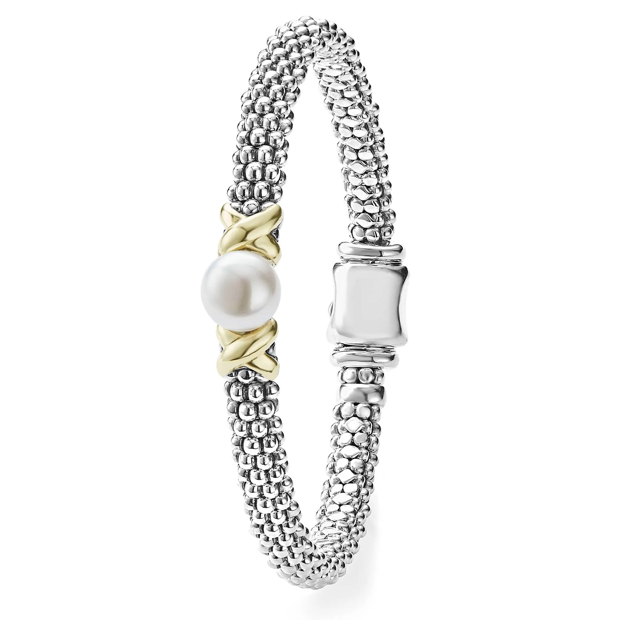 Luna Two-Tone X Pearl Caviar Bracelet | 6mm