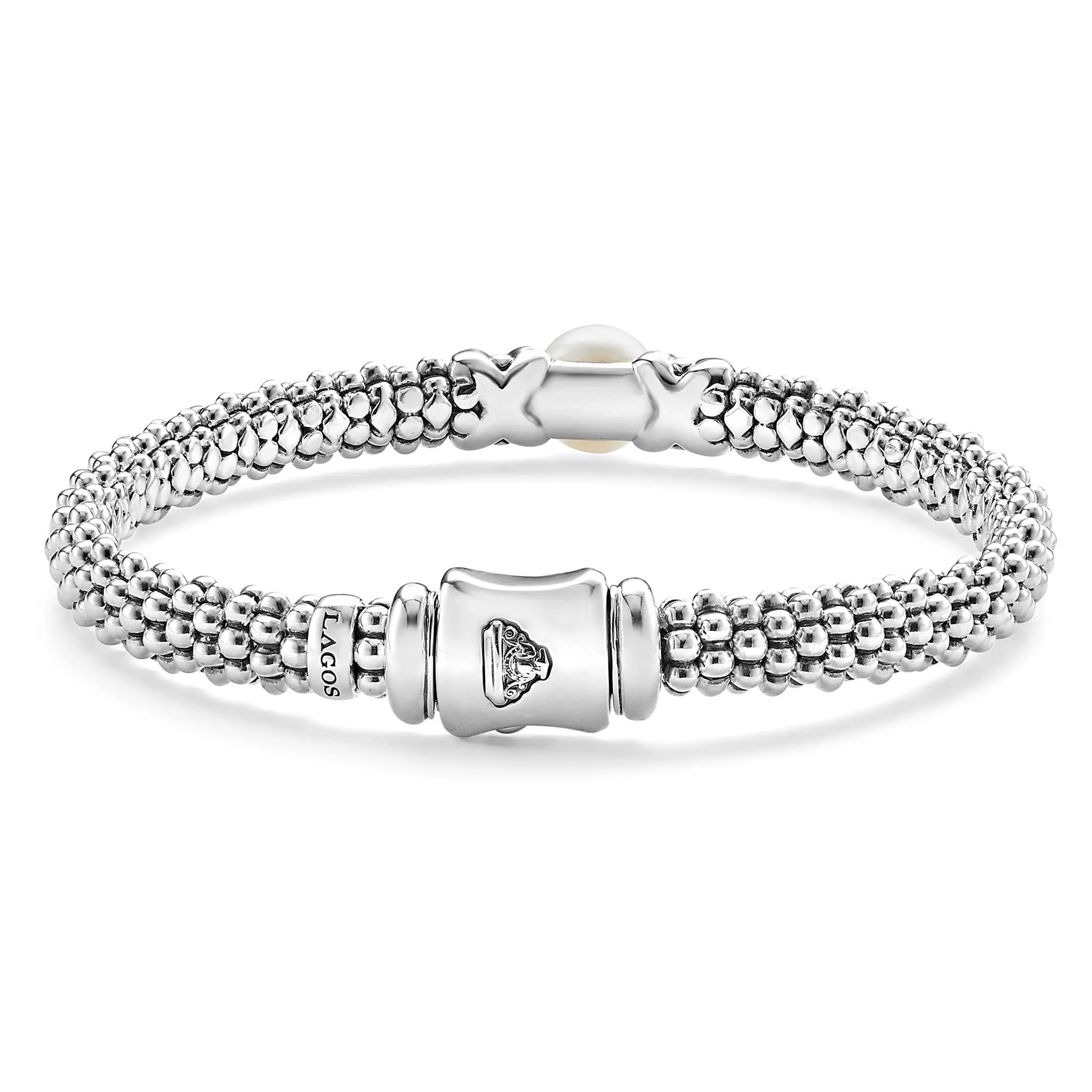 Luna Two-Tone X Pearl Caviar Bracelet | 6mm