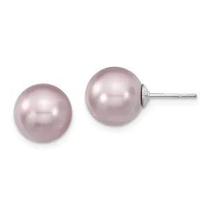 Majestik Round Purple Pearl Stud Earrings