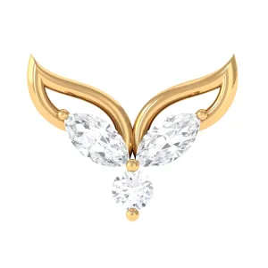 Marquise Moissanite Leaf Earring for Cartilage Piercing
