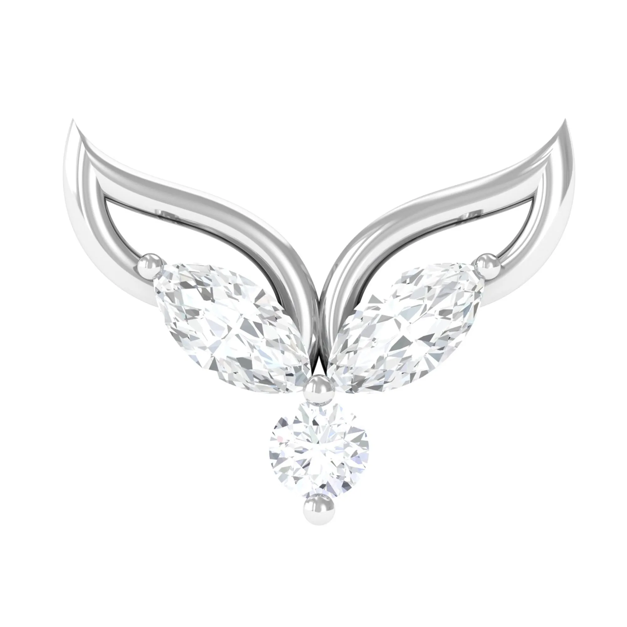 Marquise Moissanite Leaf Earring for Cartilage Piercing