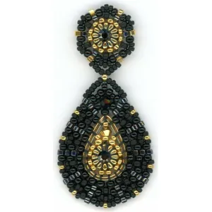Miguel Ases Black Jet & Gold Mini Teardrop Earring