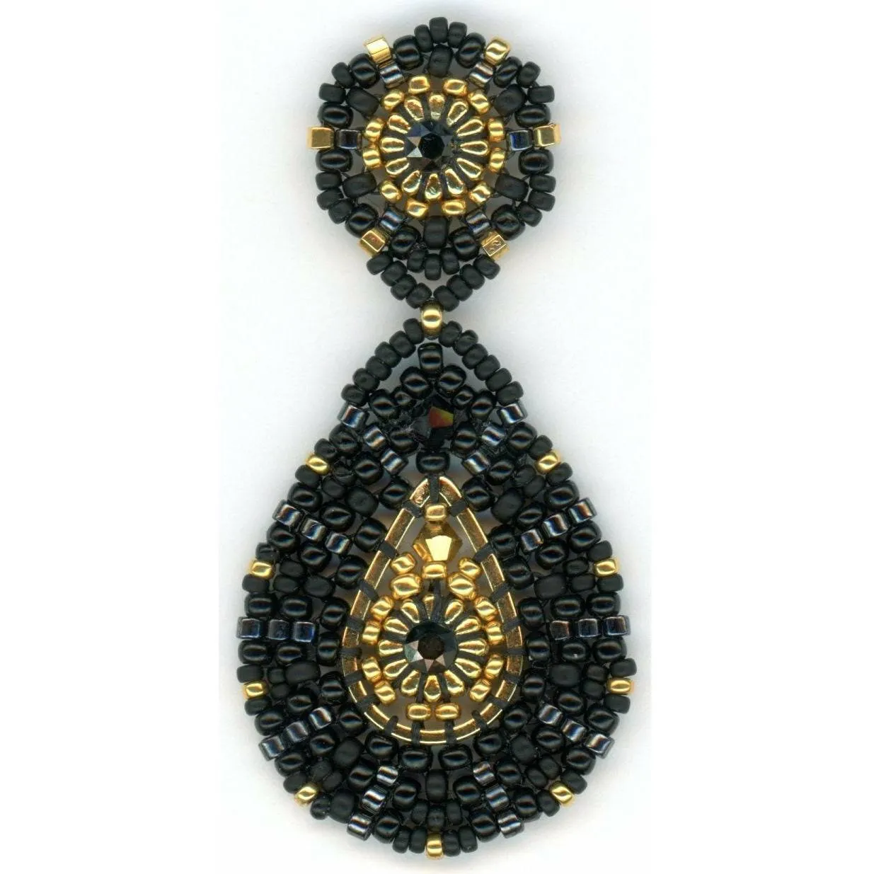 Miguel Ases Black Jet & Gold Mini Teardrop Earring