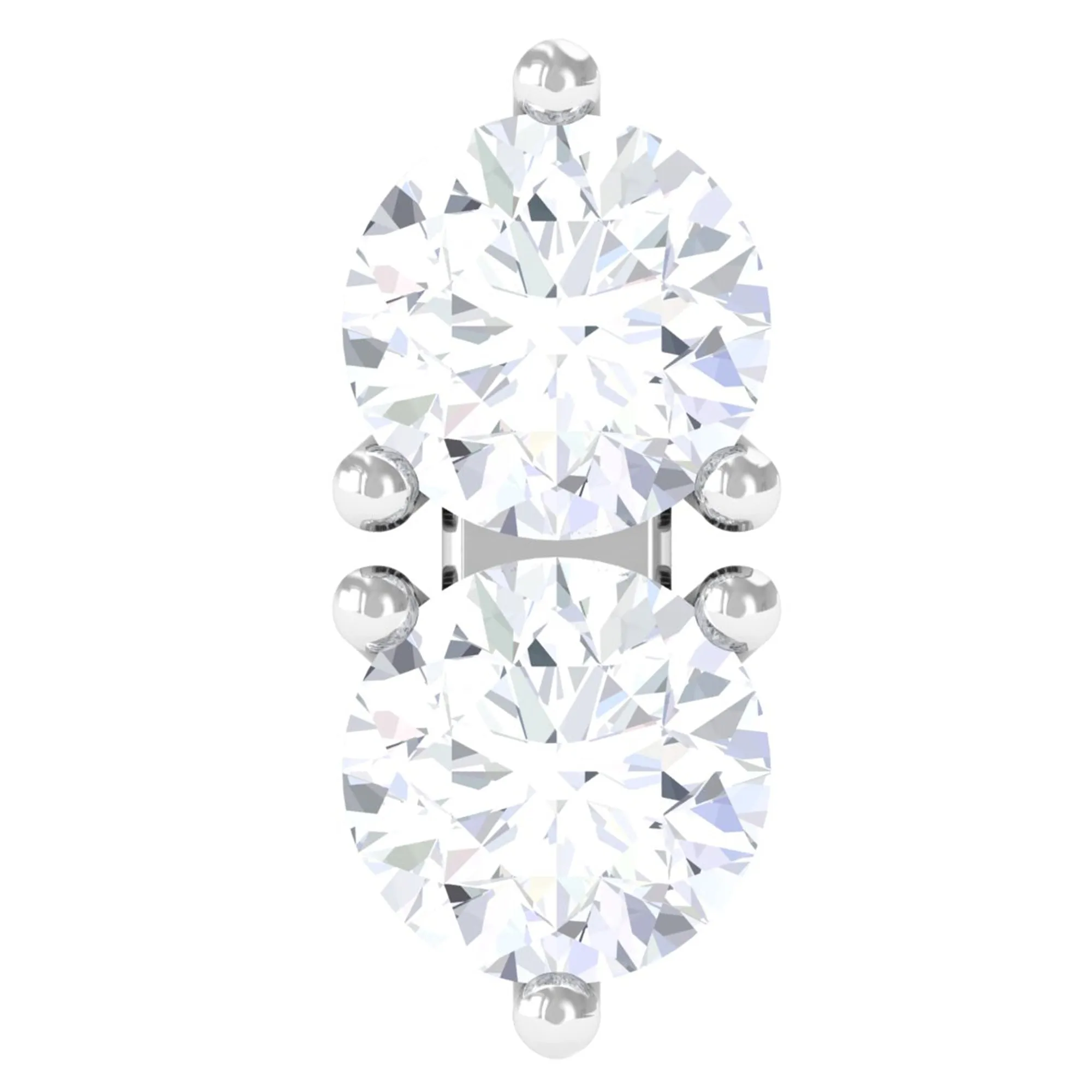 Minimalist Diamond 2 Stone Earring for Tragus Piercing