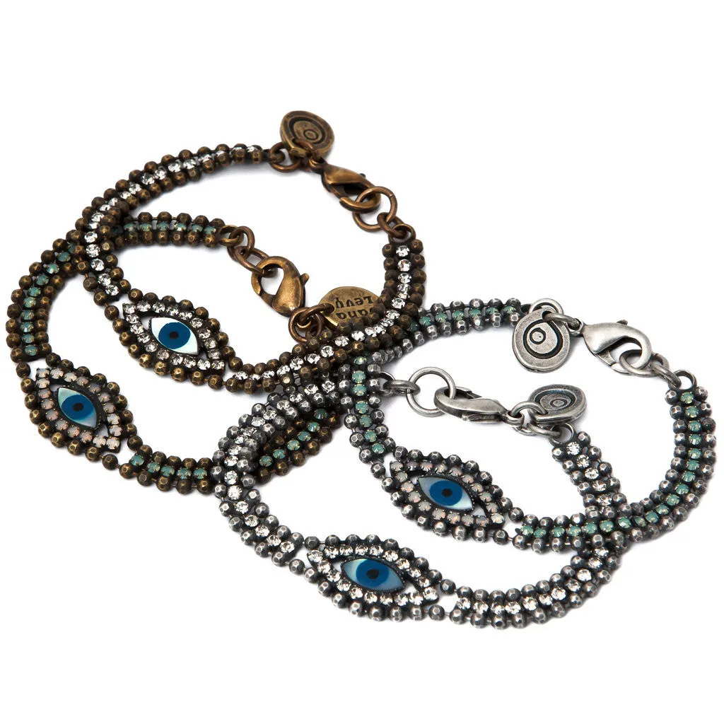 Mother of Pearl Evil Eye Swarovski Crystal Ball Chain Bracelet