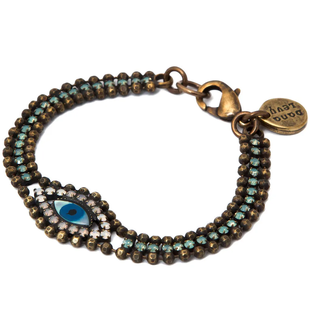 Mother of Pearl Evil Eye Swarovski Crystal Ball Chain Bracelet